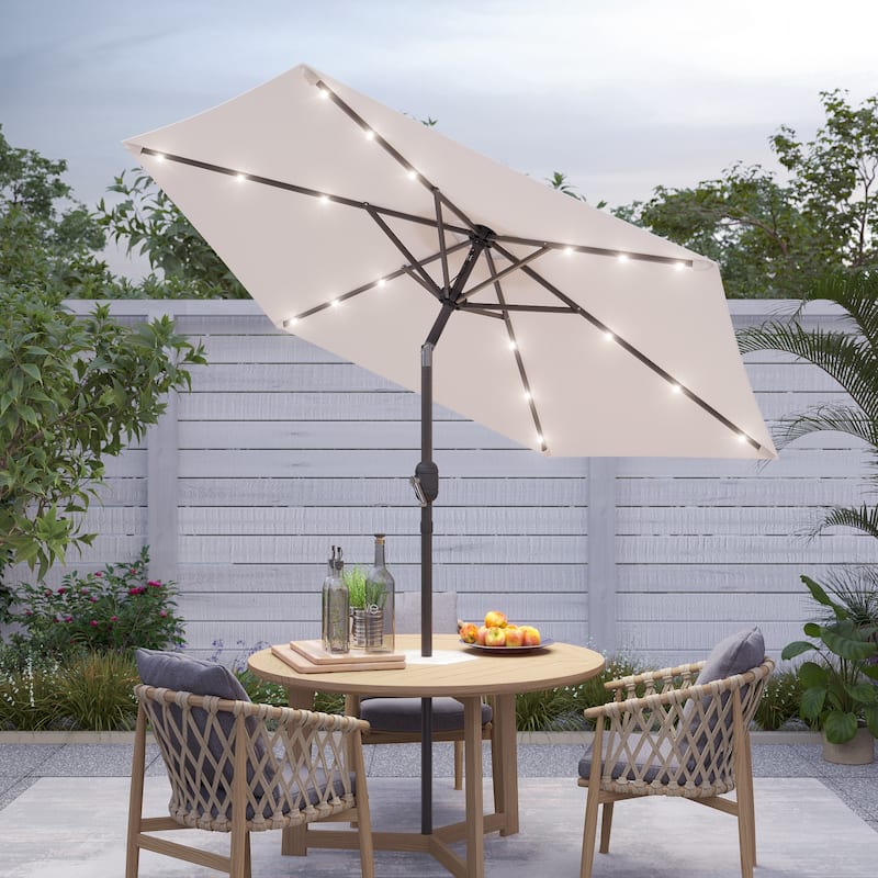 Bonosuki 7.5Ft LED Patio Market Umbrella Outdoor Table Umbrella - Beige