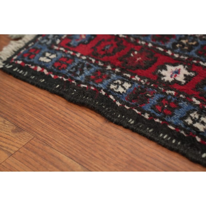 Hand Knotted Oriental 100% Wool Carpet Traditional Geometric Red Heriz Runner Rug - 10' 8'' X 3' 3''