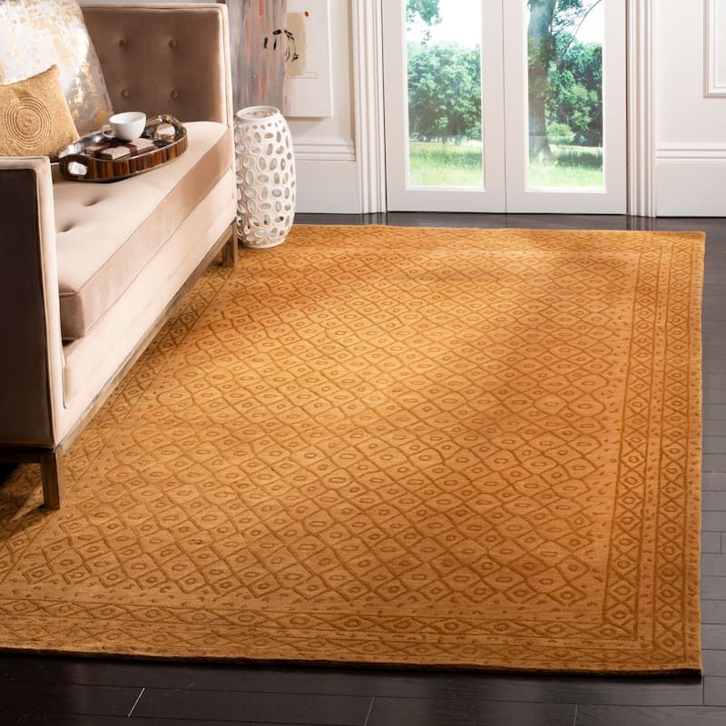 SAFAVIEH Couture Hand-knotted Tibetan Solbjort Modern Wool Rug - 6' x 9' - Gold