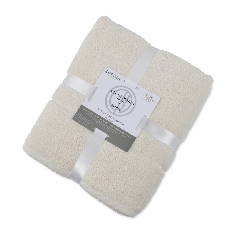 Clean Design Home x Martex Solid Supima 2-Pack Bath Towel Set