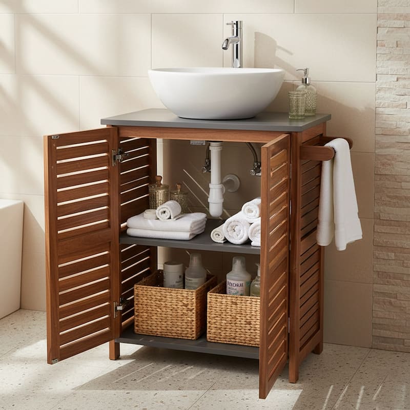 Under Sink Cabinet with U-Shaped Cut-Out with Towel Holder - 27"L x 12"W x 27 5/8"H