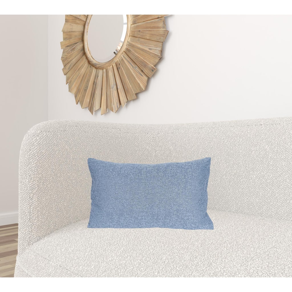 HomeRoots 13" X 21" Blue Polyester Zippered Pillow