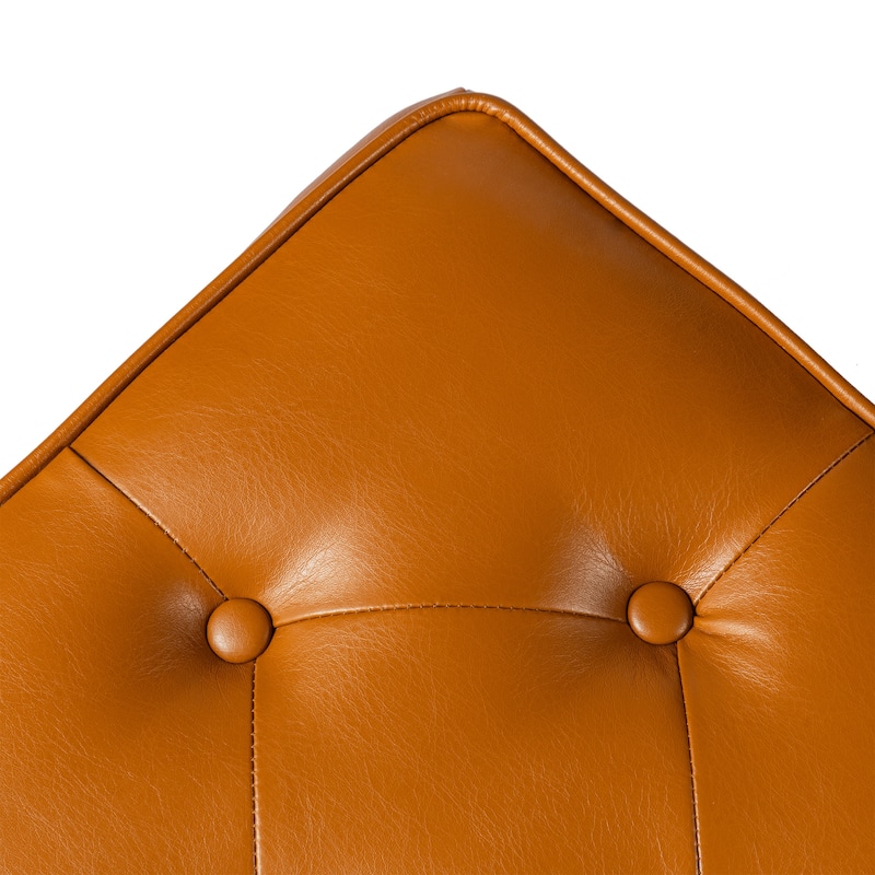 Glitzhome 22"W Mid-century PU Leather Tufted Ottoman Foot Stool