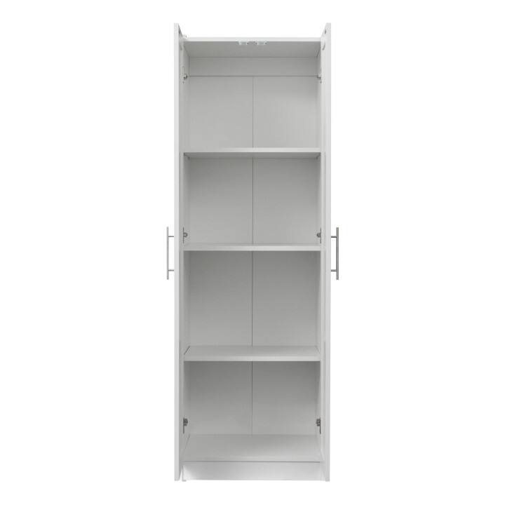 High wardrobe and kitchen cabinet with 2 doors and 3 partitions to separate 4 storage spaces