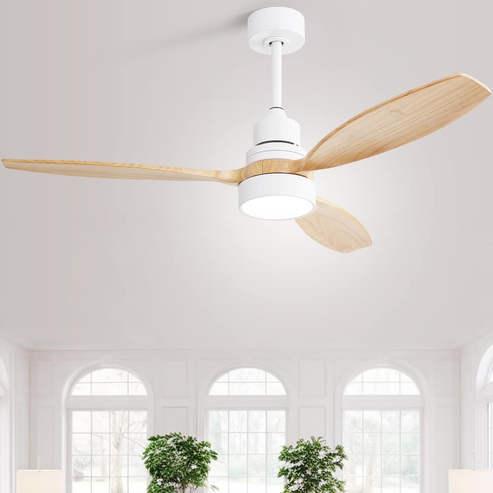 Sofucor 52" Indoor Wood Ceiling Fan Light with Remote, Integrated Light Optional
