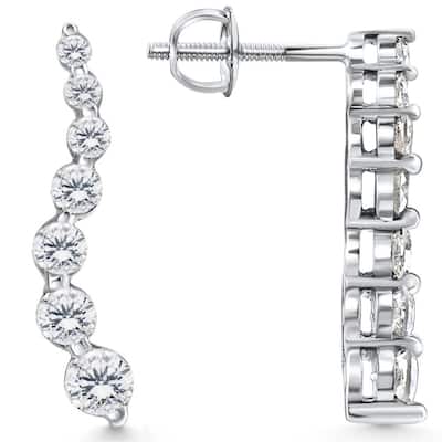 1ct Diamond Journey Earrings White Gold 1" Tall
