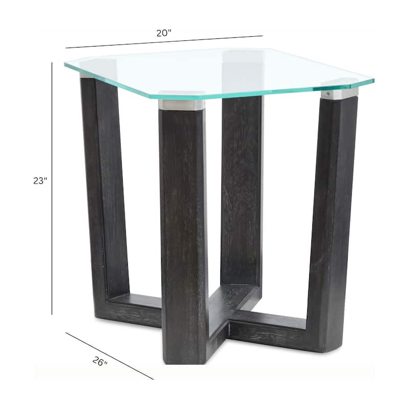 Magnussen Home Wexler Black Truffle And Clear Glass Rectangular End Table - 20''W x 26''D x 23''H