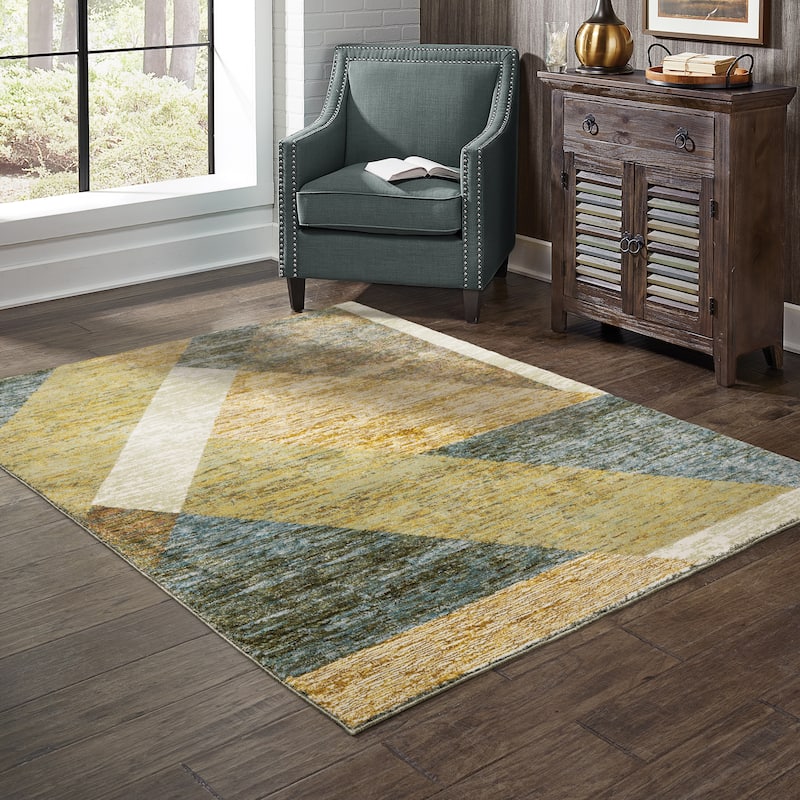 Style Haven Stephan Modern Art-deco Inspired Yellow/Gold Area Rug - 6'7" X 9'6" - Runner/Rectangle