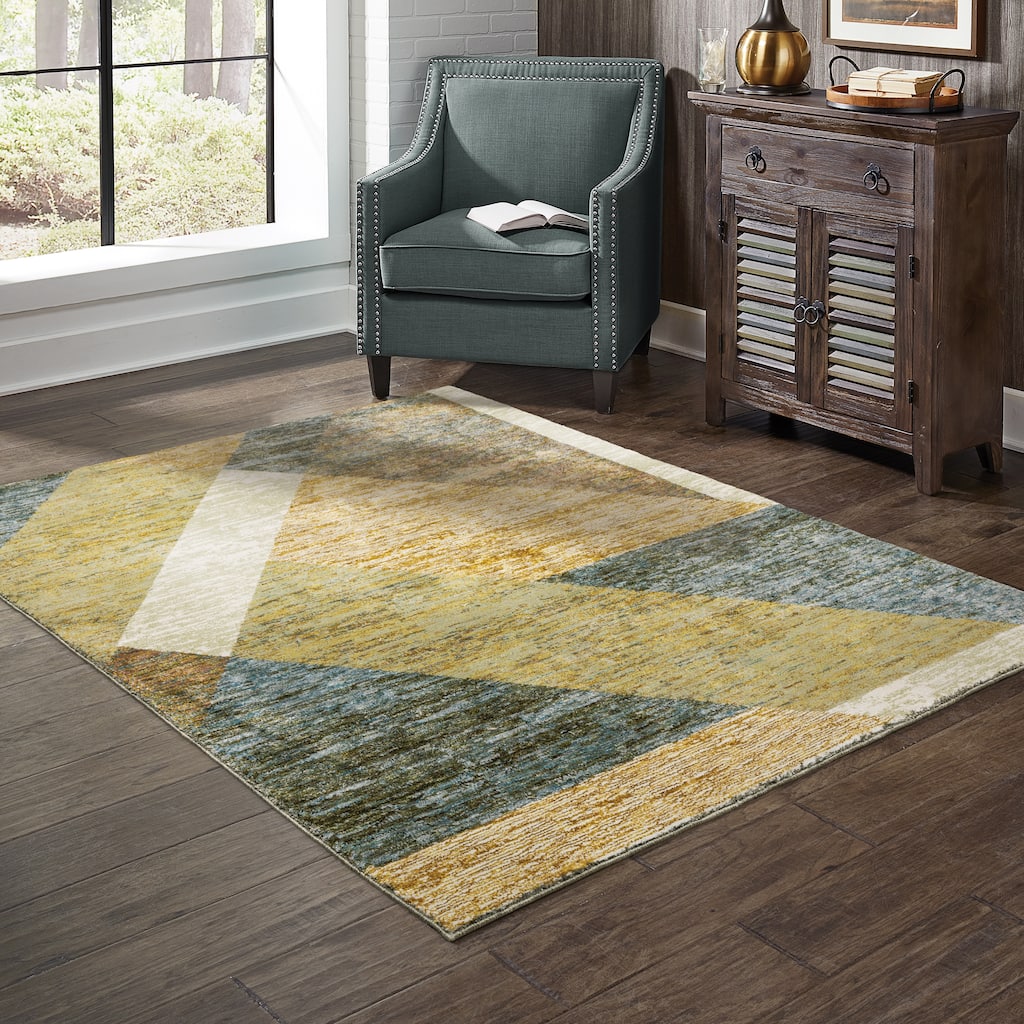 Style Haven Stephan Modern Art-deco Inspired Yellow/Gold Area Rug