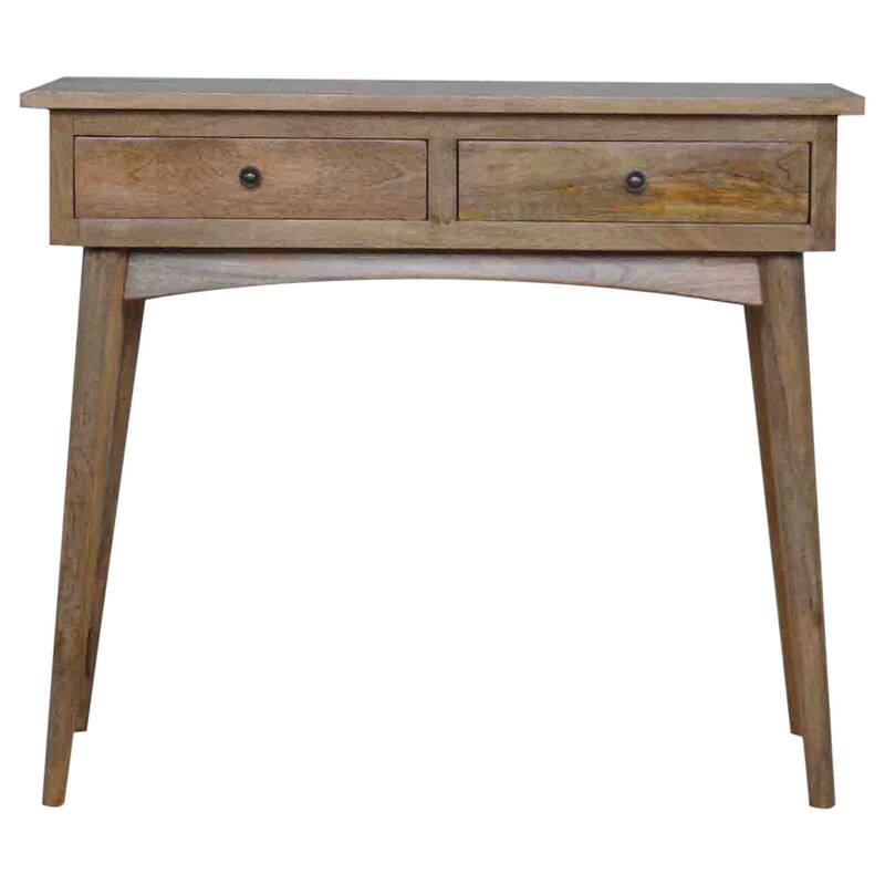 Mid-Century Modern Wood Hallway 2 Drawer Console Table With Strong Legs - Tan - Wood