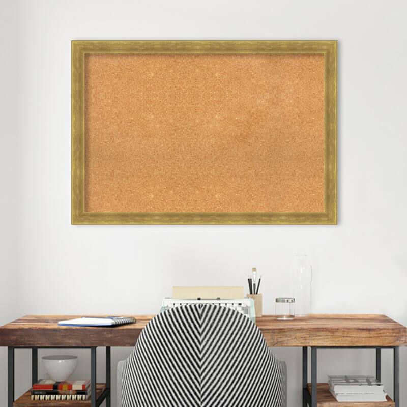 Angled Gold Wood Framed Natural Corkboard Bulletin Board, Organization Board, Pin Board