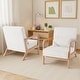 preview thumbnail 98 of 141, 25" W Mid Century Upholstered Wood Accent Chair with Pillow set of 2