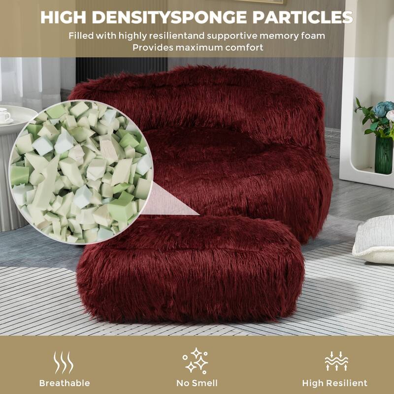 Bean Bag Chair,Floor Sofa with Handle,Accent Sofa Chair with Ottoman for Gaming Reading Relaxing