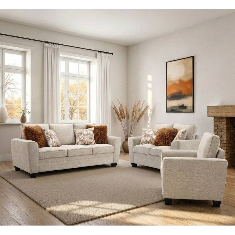Transitional Taupe Finish Living Room Furniture Sofa Set