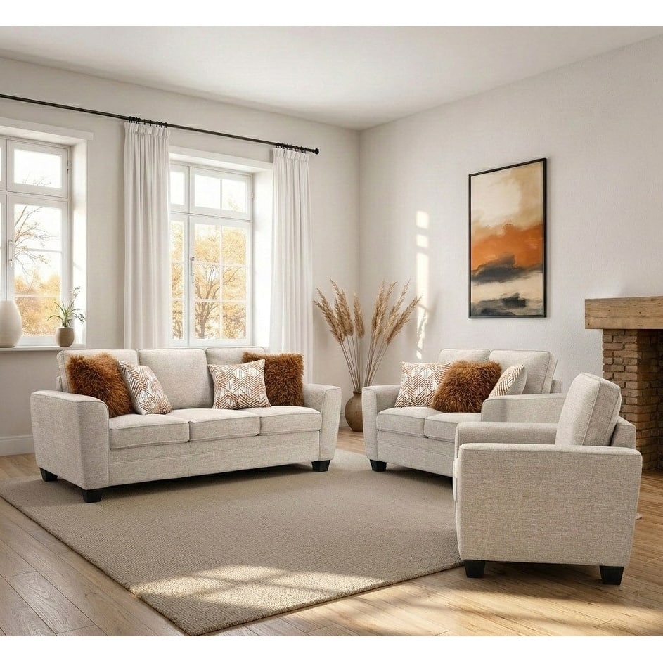 Transitional Taupe Finish Living Room Furniture Sofa Set