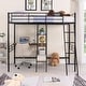 preview thumbnail 1 of 12, Twin Size Metal Loft Bed And Built-In Desk And Shelves Black