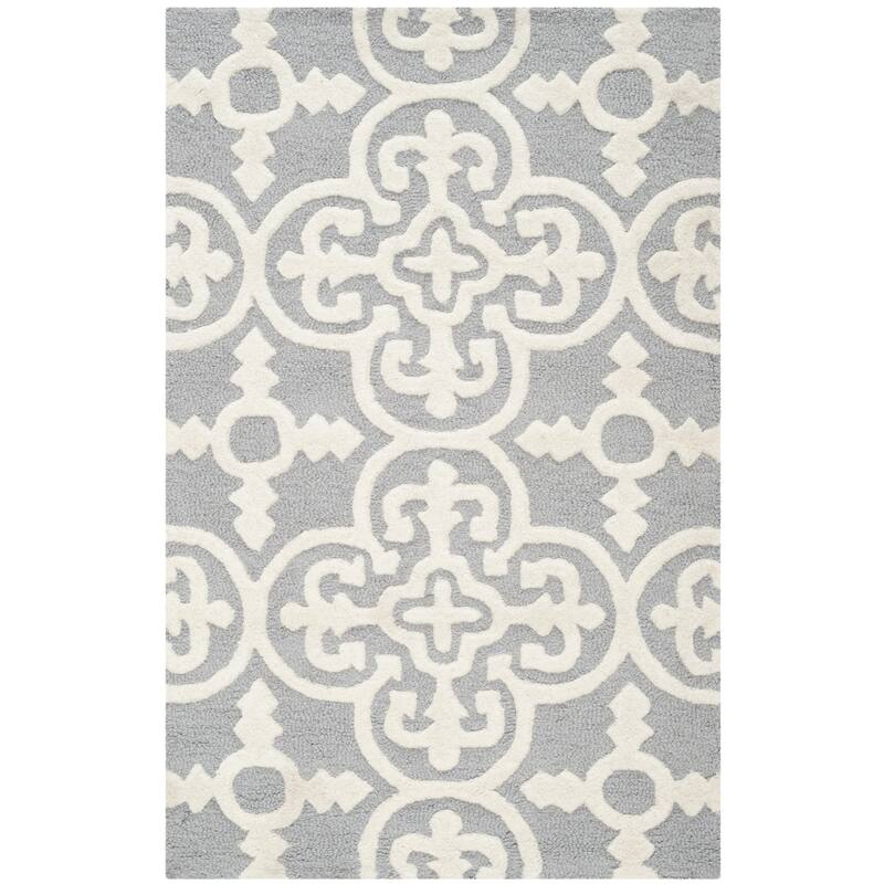 SAFAVIEH Handmade Cambridge Shigemi Modern Wool Rug - 2' x 3' - Silver/Ivory
