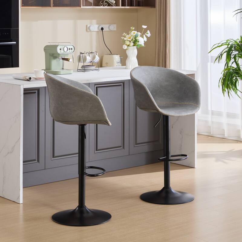 Mid-Century Modern Adjustable Swivel Bar Stools