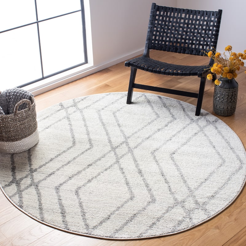 SAFAVIEH Adirondack Konstantin Modern Geometric Rug - 6' Round - Ivory/Grey