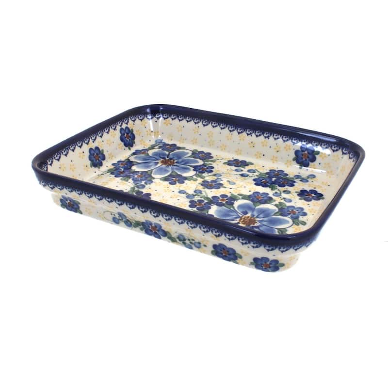 Blue Rose Polish Pottery 149 Vena Medium Rectangular Baker