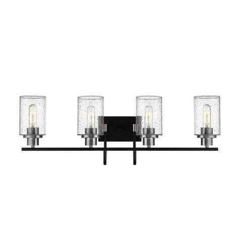 Millennium Lighting Clifton 4 Light Vanity Fixture in Matte Black with Seeded Glass Shades