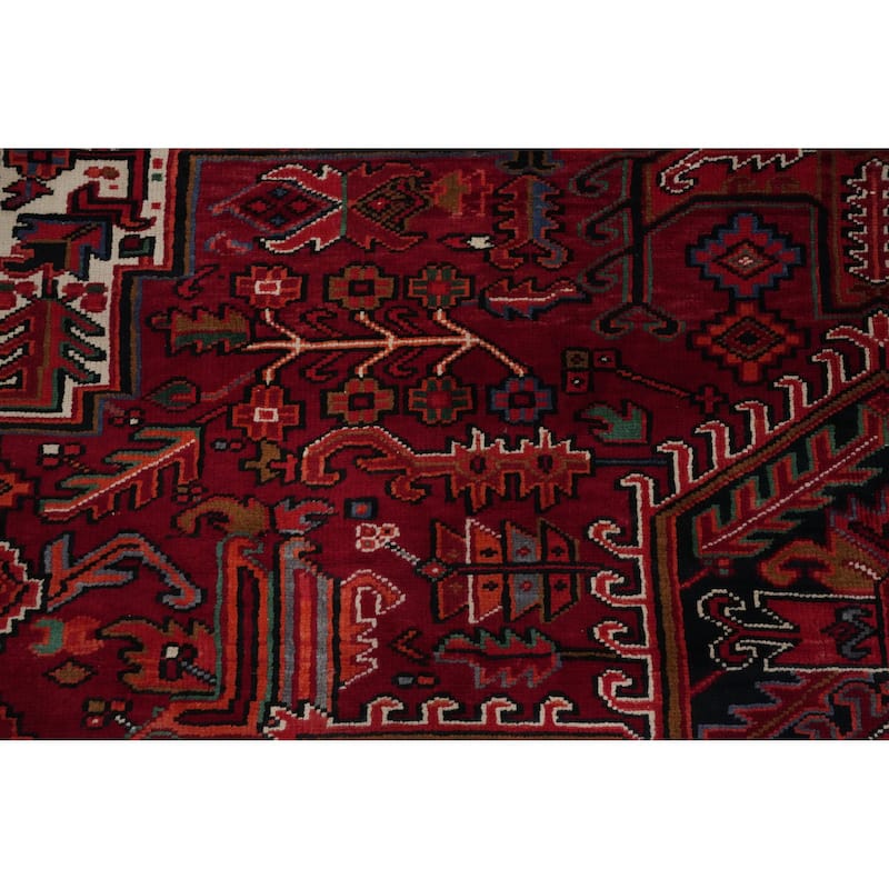 Hand Knotted Oriental 100% Wool Carpet Traditional Medallion Red Heriz Area Rug - 11' 0'' X 8' 0''