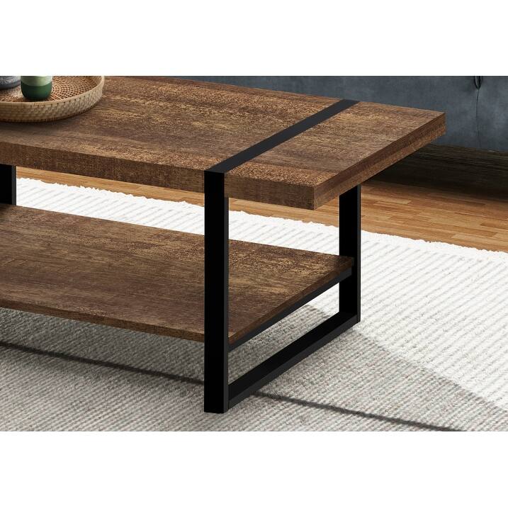 HomeRoots 47" Brown And Black Rectangular Coffee Table With Shelf - 47.25