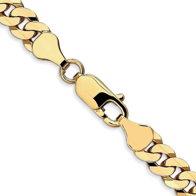 Curata 10k 6.1mm Flat Beveled Curb Chain Bracelet