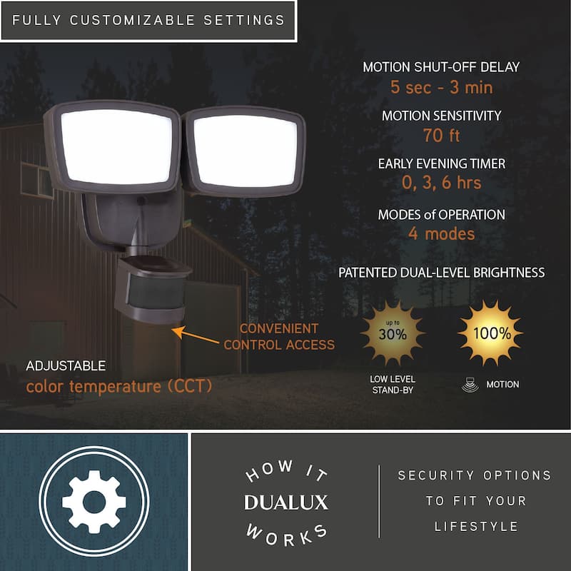 Integrated LED Motion Sensor Dusk to Dawn Outdoor Security Flood Light - 180 Range - 70 Ft