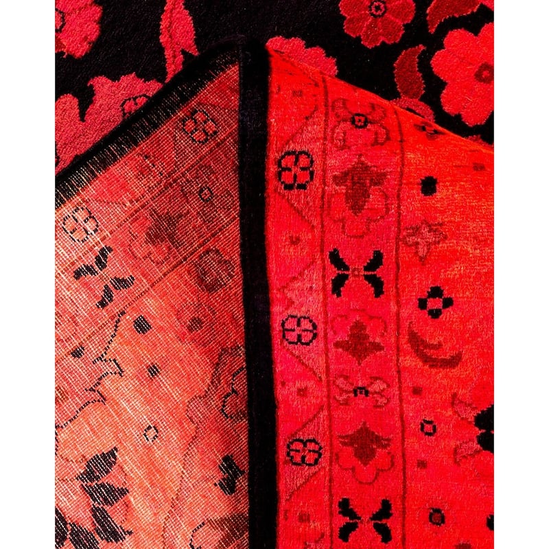 Overton Hand Knotted Wool Vintage Inspired Modern Contemporary Overdyed Red Area Rug - 6' 3" x 9' 5"