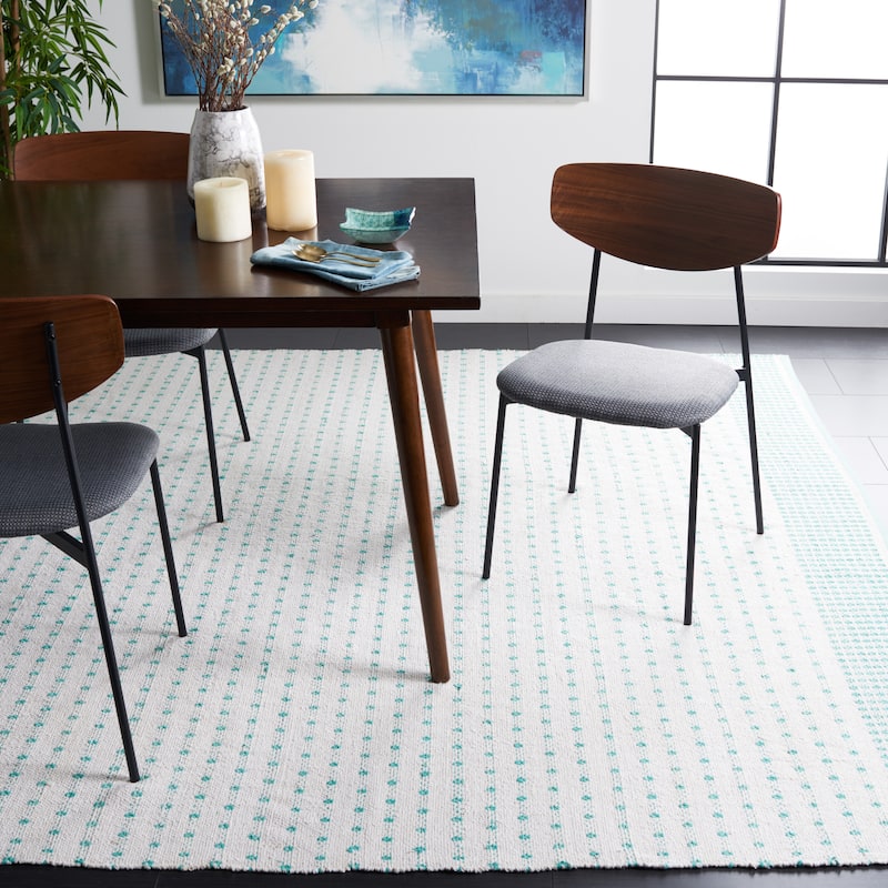 SAFAVIEH Handmade Flatweave Montauk Helena Cotton Rug - 4' x 6' - Aqua/Ivory