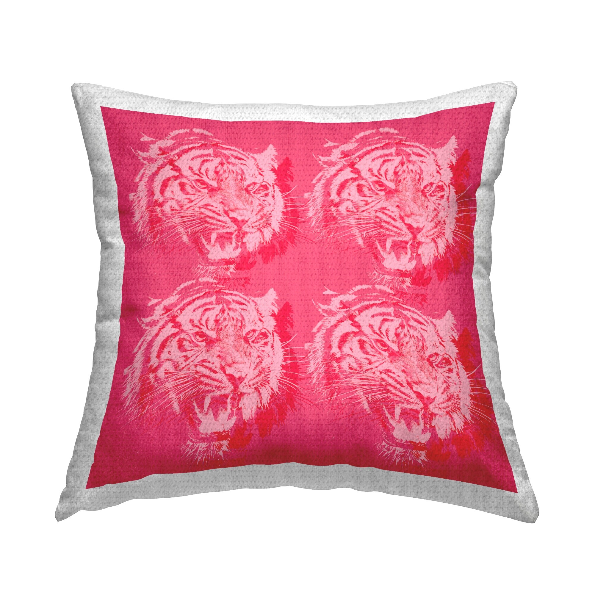 Stupell Pop Style Pink Tigers Printed Outdoor Throw Pillow Design by Lil' Rue