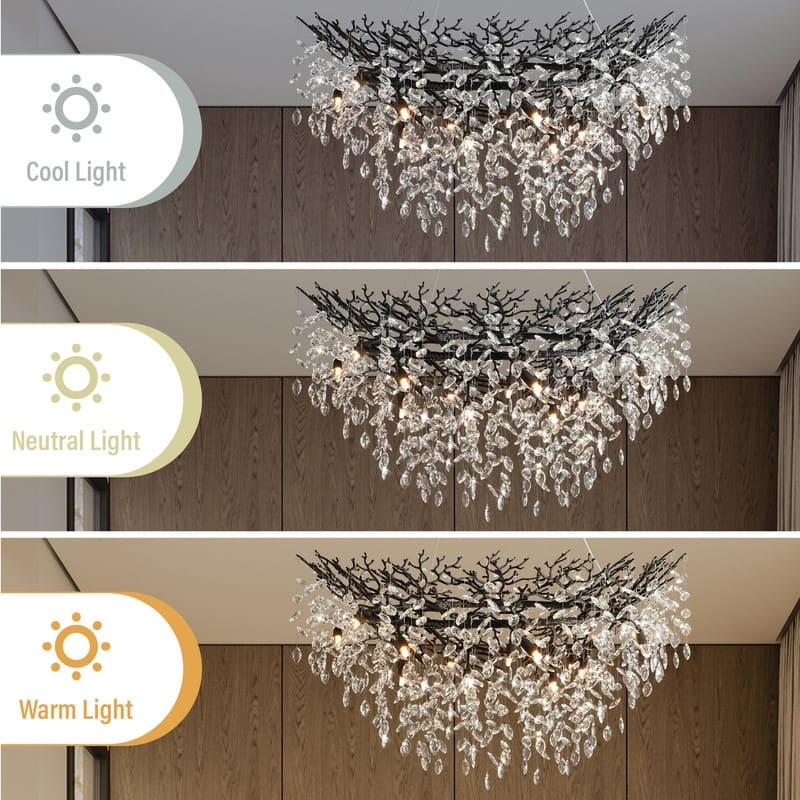Modern Round Branch Crystal Chandelier, 600-1200mm Diameter, Marquise Cut Crystal Pendant Light