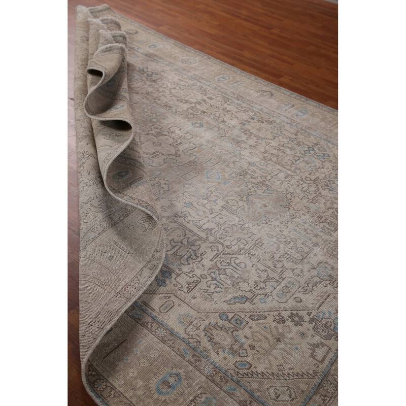 Handmade Vintage Distressed Tabriz Persian Rug Handmade Wool Carpet - 6'7" x 9'7"