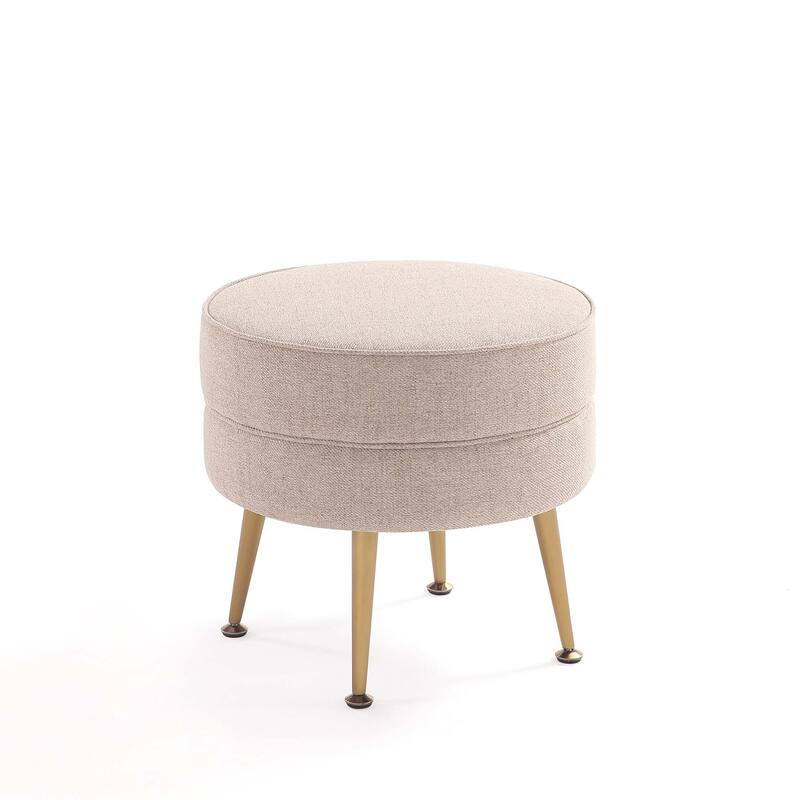 Upholstered Accent Ottoman with Metal Legs Mid Century Modern Design
