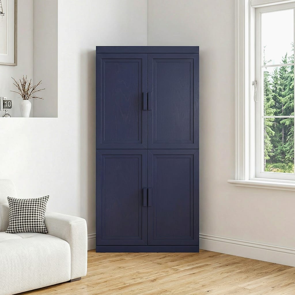 Corner Storage Cabinet 4-Door Corner Pantry Cabinet with Adjustable Shelves