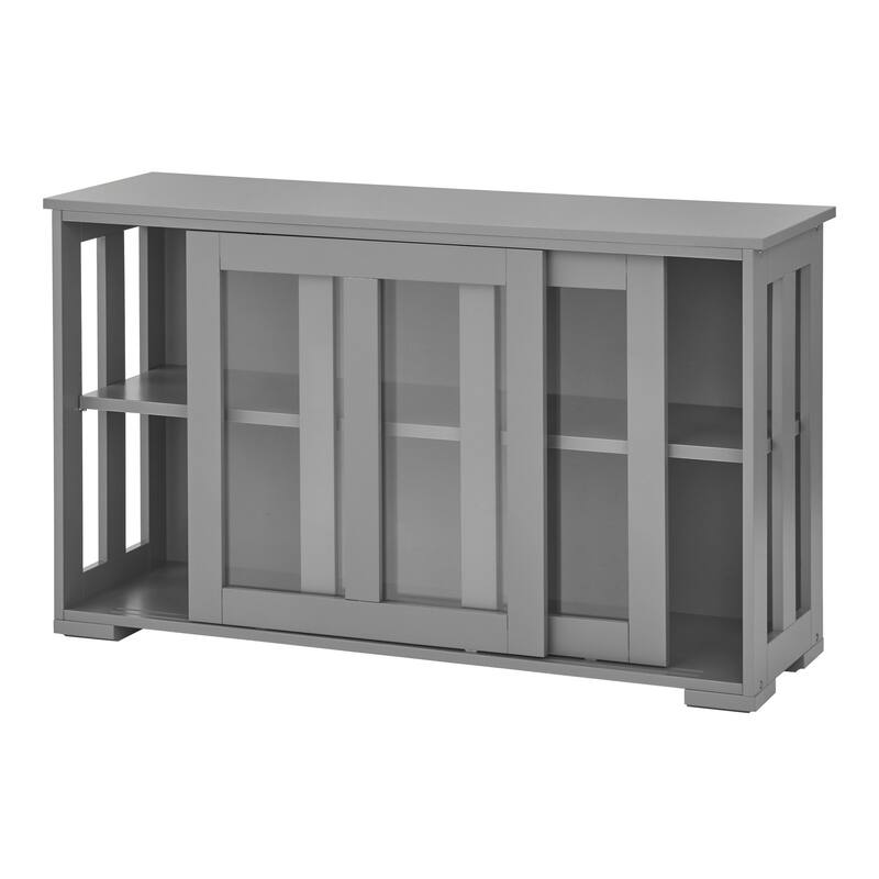 Porch & Den Jefferson Sliding Glass Door Stackable China Cabinet - Charcoal Grey