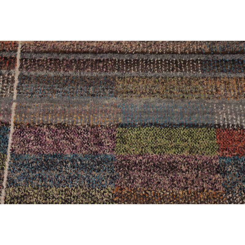Checkered Plush Moroccan Oriental Area Rug Handmade Wool Carpet - 7'11" x 10'9"