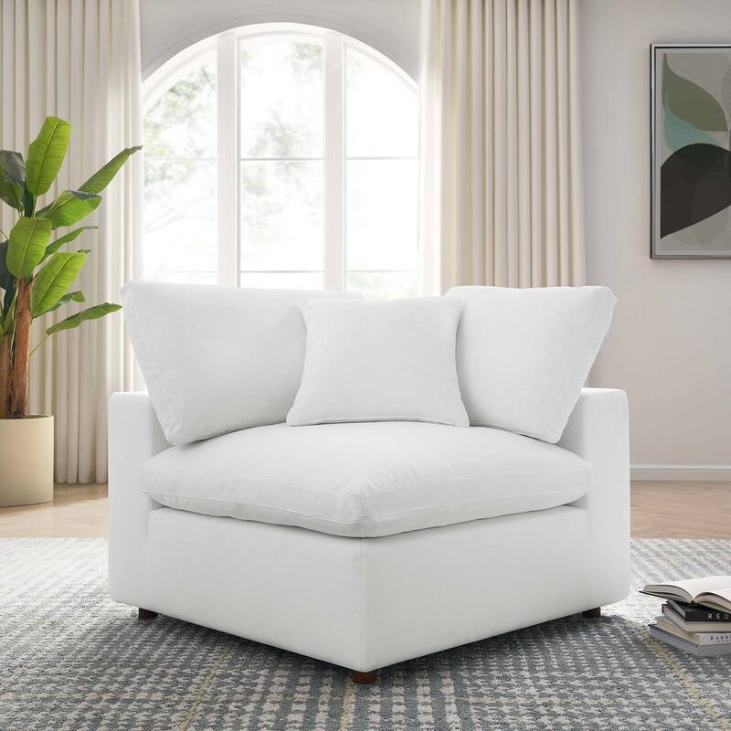 Commix Down Filled Overstuffed Corner Chair - Pure White