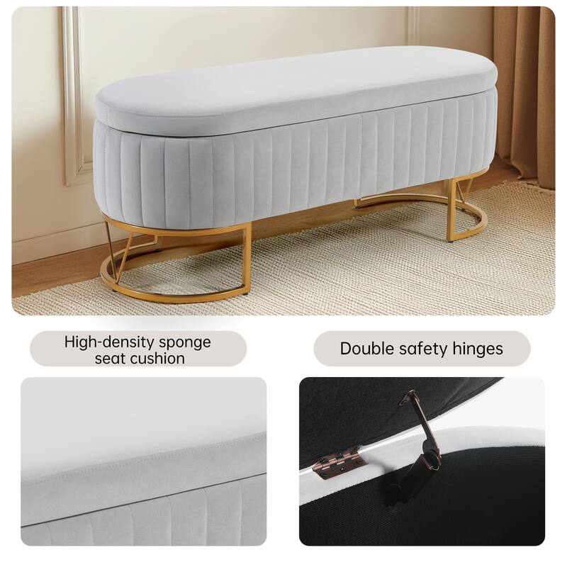 Velvet Storage Bench for Bedroom