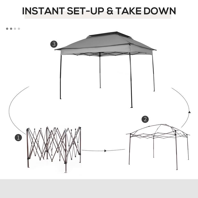 11' x 11' Outdoor Patio Gazebo Shelter with Removable Zipper Netting - Light Gray