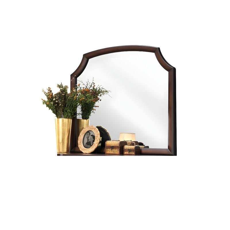 HomeRoots 37" Espresso Abstract Wood Framed Mounted Dresser Mirror - 41' X '37' X '1