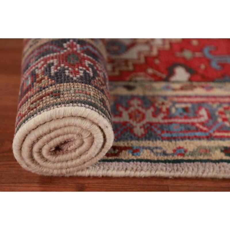 Geometric Heriz Serapi Indian Foyer Rug Hand-Knotted Wool Carpet - 3'0"x 4'11"