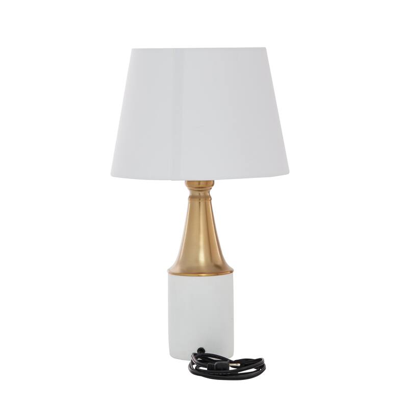 Cement Stone Room Table Lamp with Gold Accent - White - CosmoLiving by Cosmopolitan