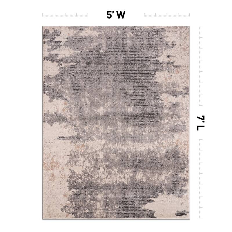 World Rug Gallery Distressed Abstract Gray Area Rug
