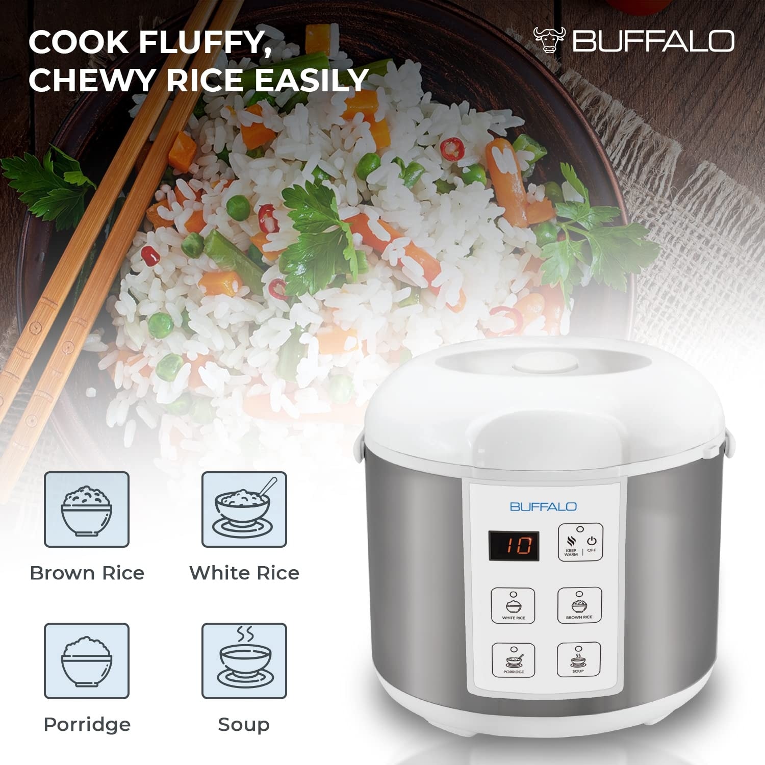 Electric rice cooker on sale with steel inner pot
