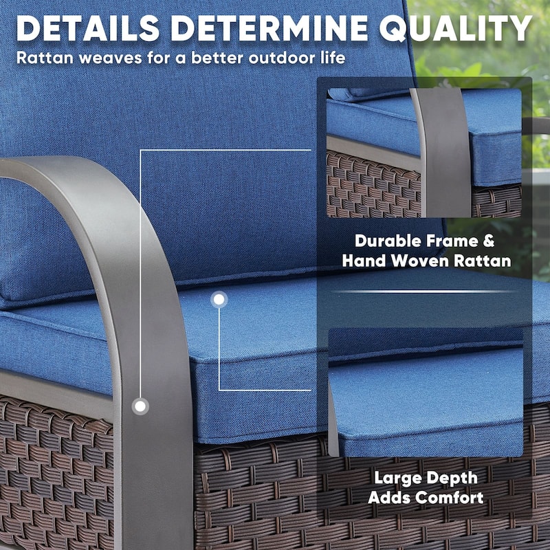Pocassy Outdoor Sofa PE Wicker Furniture Set