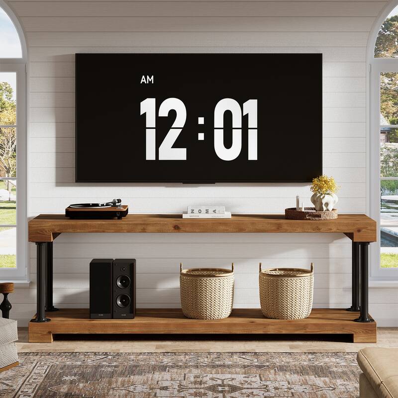 63" Solid Wood TV Stand For 75-Inch TV - 63.0" W x 13.8" D x 21.7" H