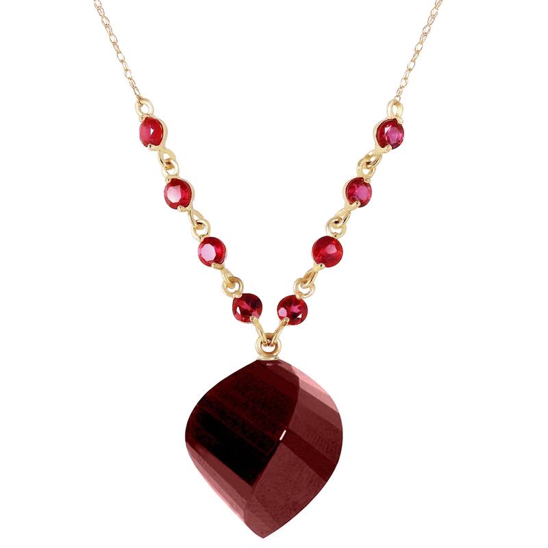 16.25 Carat 14K Solid Gold Burn Bridges Ruby Natural Gemstone Necklace - 16 Inch - Yellow