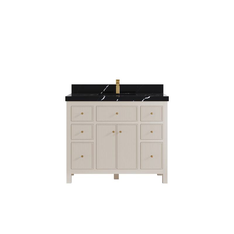 Willow Collections 42 in W x 22 in D Sonoma Free Standing Reeded Single Sink Bathroom Vanity with Countertop